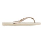Tongs slim havaianas beige - femme - sable - brides aspect m�tallis�