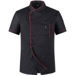 Tongcart unisexe décontracté doux chef vestes à manches courtes oblique col double boutonnage cuisine ... Tongcart unisexe décontracté doux chef vestes à manches courtes oblique col double boutonnage cuisine ...