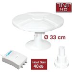 Tonna antenne tnt hd omnidirectionnelle gain 40db camping car ampli 2 sorties