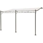 Tonnelle adossée - terre jardin - 4 x 3 m - toile polyester - structure en fer forgé - beige Tonnelle adossée - terre jardin - 4 x 3 m - toile polyester - structure en fer forgé - beige