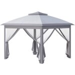 Outsunny - tonnelle barnum de jardin pliable - tissu oxford - 330x330x288cm - gris