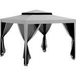 Tonnelle barnum de jardin 3l x 3l m avec 4 moustiquaires amovibles - double toit - m�tal polyester gris ...