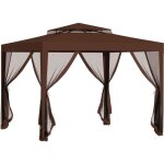 Outsunny - tonnelle barnum de jardin - polyester - 297x297x268cm - marron