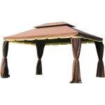 Tonnelle barnum pavillon de jardin style colonial double toit toile moustiquaires et toiles amovibles ...
