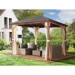 Toolport 3x3 m tonnelle de jardin forest superior champagne imitation chne