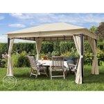 X toolport tonnelle de jardin 3x4 m pavillon b�che de toit env. 180g / m� avec 4 b�ches de c�t� champagne ...