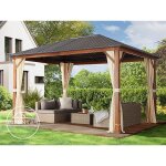 Tonnelle de jardin forest superior - toolport - 3x4m - champagne - imitation chne