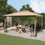 Tonnelle de jardin - mothinessto - ly2557 - 3x4 m - taupe - parois lat�rales incluses