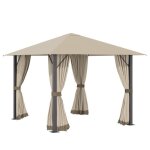 Tonnelle de jardin - outsunny - 3x3m - armature aluminium - 4 parois latrales amovibles