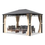 Tonnelle de jardin - toolport - sunset superior - 3x4 m - champagne - autoportante