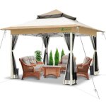 Vounot® tonnelle de jardin extérieure 36x36m pliable avec moustiquaire beige Vounot® tonnelle de jardin extérieure 36x36m pliable avec moustiquaire beige