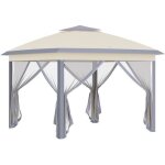 Outsunny - tonnelle barnum de jardin pliable - tissu oxford - 330x330x288cm - beige