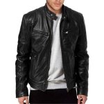 Tonsee hommes vintage cool veste en cuir  manches longues automne hiver col montant club manteau noir ...