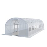 Toolport serre de jardin serre tunnel plastique robuste 4x8m - bâche pe 180g - m² blanc transparent Toolport serre de jardin serre tunnel plastique robuste 4x8m - bâche pe 180g - m² blanc transparent
