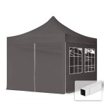 Toolport tente pliante 3x3 m avec c�t�s (4 fen�tres) gris fonc�