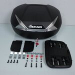 Top case moto shad sh47 47l carbone noir avec catadioptre blanc et fermeture double