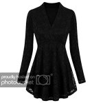 Tops - femmes - plus size - col v - manches longues - noir