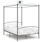 Top lit adulte jili - somiier inclus - cadre de lit  baldaquin gris mtal 140 x 200 cm282 kg