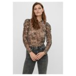 Top femme - tendance - motifs animaliers - manches longues - coupe droite - gris