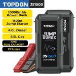 Topdon js1500 booster de batterie au lithium démarreur de voiture 1500a / 12v jusqu?à 6. 5l essence ou ... Topdon js1500 booster de batterie au lithium démarreur de voiture 1500a / 12v jusqu?à 6. 5l essence ou ...