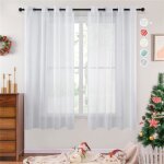 Rideau voilage courts 140x145cm topfinel 2 panneaux rideaux voilages blanc intrieurs transparent  oeillets ...