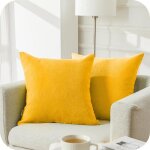 Housse de coussin 50x50 topfinel dcoration jaune lot de 2 chenille doux housse coussin pour salon canap ...