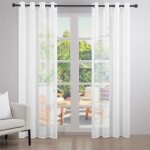 Rideau voilage 140x220cm topfinel 2 panneaux effet lin rideaux transparent  oeillet dcoratif pour salon ...