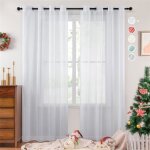 Rideau voilage 300x240cm topfinel 1 panneaux effet lin rideaux blanc transparent  oeillet dcoratif ...
