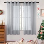 Topfinel rideau voilage gris 140x160cm de fenetre chambre2 panneaux rideaux voilages intrieurs transparent ...