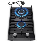 Plaque de cuisson  gaz - 5200w - 2 foyers - gaz naturel / propane - plaque gaz inox encastrable - table ...