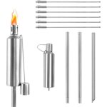 Torche de jardin - yuenfong - lot de 6 - acier inoxydable - m�che en fibre de verre - 115 cm