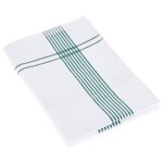 Torchon de cuisine 50x70 cm nid dabeille waffle piquet blanc filet vert Torchon de cuisine 50x70 cm nid dabeille waffle piquet blanc filet vert