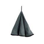 Torchon rond en coton eponge gris clair par soleil docre