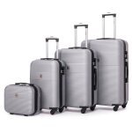 Tortue valise - lot de 3 valises + 1 vanity en abs - 4 roulettes 360 - serrure  combinaison latrale ...
