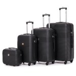 Tortue valise - lot de 3 valises + 1 vanity en abs - 4 roulettes 360 - serrure  combinaison latrale ...