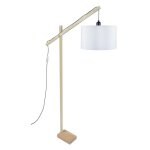 Tosel lampadaire liseuse 1 lumi�res - luminaire int�rieur - tissu �cru - style inspiration nordique - ...