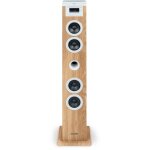 Tour haut - parleur - thomson - bluetooth / cd / usb / sd - blanc / bois - 60w - radio fm