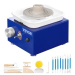 Tour de potier 28 cm de dia. - vevor - 450 w 0 - 300 tr / min avec pdale et bassin amovible - bleu