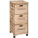 Tour de rangement en bois paulownia avec 3 tiroirs - pegane - contemporain - design