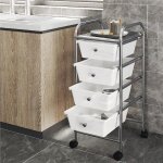 Tour de rangement mobile chariot de stockage desserte à roulettes 4 tiroirs cuisine salle de bain bureau ... Tour de rangement mobile chariot de stockage desserte à roulettes 4 tiroirs cuisine salle de bain bureau ...