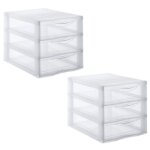 Lot de 2 tours de rangement en plastique a4 3 tiroirs sundis orgamix - transparent