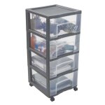 Tour de rangement en plastique 4 tiroirs avec roues sundis tag tower xl