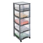 Tour de rangement en plastique 5 tiroirs avec roues sundis tag tower xl