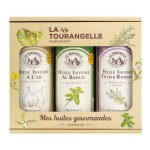 La tourangelle : lot de 3 huiles gourmandes : infuse  lail infuse au basilic infuse thym et romarin ...