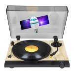 Tourne disque platine vinyle thomson tt702 sortie rca - (33 / 45 tours) - finition bois noir ampoule ...