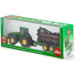 Tracteur john deere avec remorque forestire - siku - echelle 1 / 50me - jouet enfant ds 3 ans