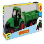 Tracteur lena 01625 avec remorque  bascule et pendentif - jouet en plastique pour enfant