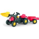 Tracteur à pédales enfant rolly kid x rouge avec remorque et pelle avant - rolly toys Tracteur à pédales enfant rolly kid x rouge avec remorque et pelle avant - rolly toys