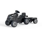 Tracteur  pdales farmer xl + remorque - smoby - noir - 90% plastique recycl - sige ajustable - capot ...