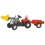 Tracteur � p�dales rolly toys - steyr 6190 avec chargeur et remorque - jaune - a partir de 3 ans